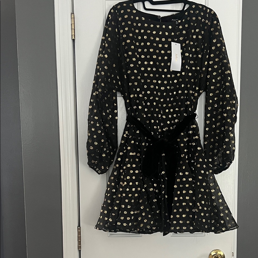 Stylish Black and Gold Polka Dot Dress